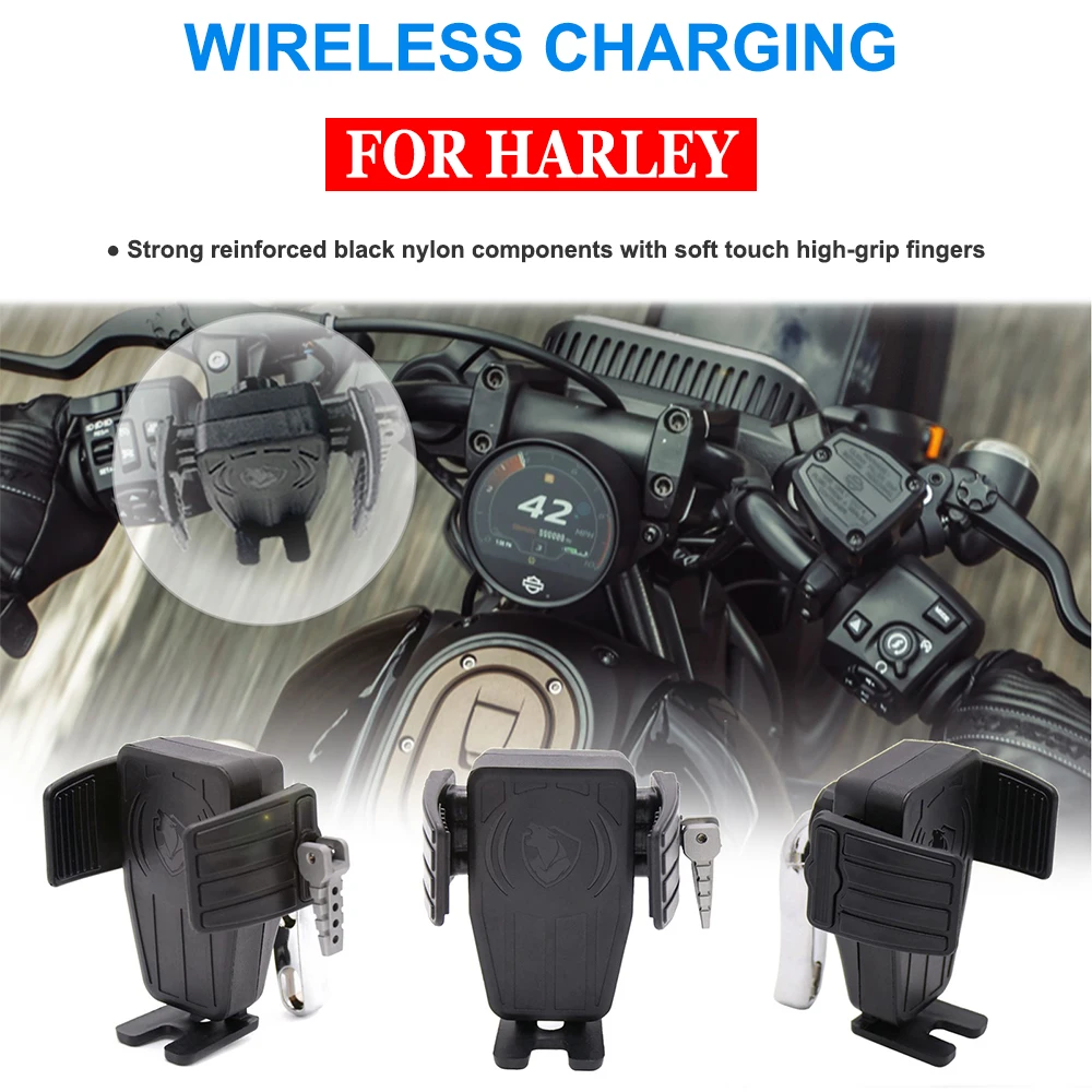 For Harley-Davidson Deluxe (EFI) - FLSTN Product Motorcycle GPS Mount Bracket 15W Wireless Fast Charging IOS & Android Support motorcycle accessories clutch friction disc plate kit for harley xl883 xl1200x flhri flstn flstc flhr xl1200v fxd efi flhtcui