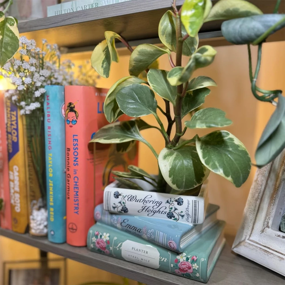 Wuthering Heights Book Ceramic Vase for Home decor Decorative Flower Vases Unique Planter Bookshelf Decor Tabletop Vases 3