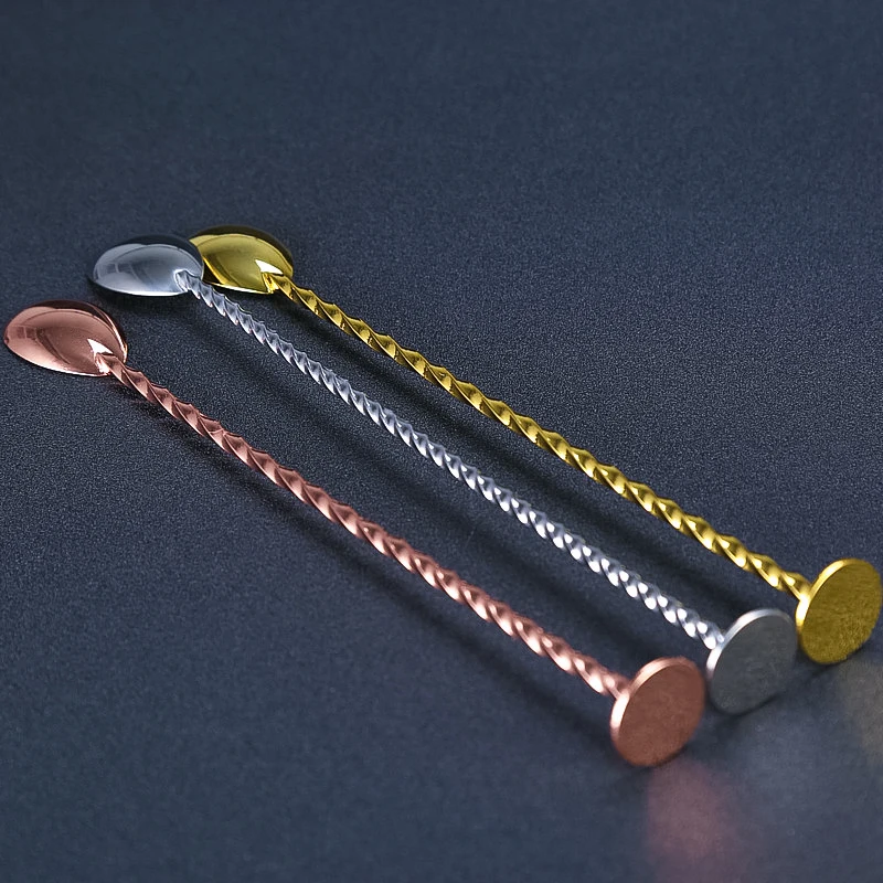27.5cm Stainless Steel Cocktail Bar Spoon Disc Tail Drink Mixer Bar Stirring Mixing Barware