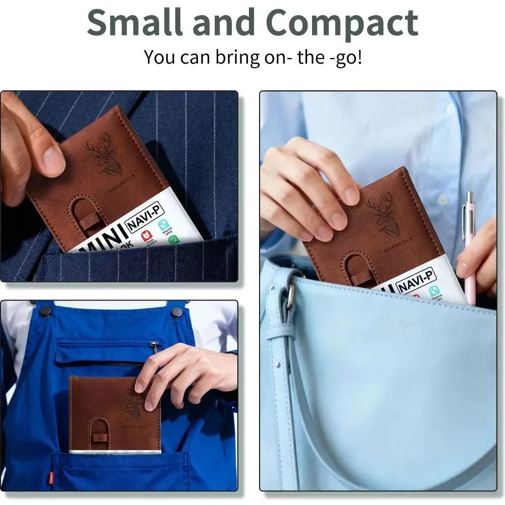 Compact Leather Pocket Notebook with Horizontal Lines - Portable Planner