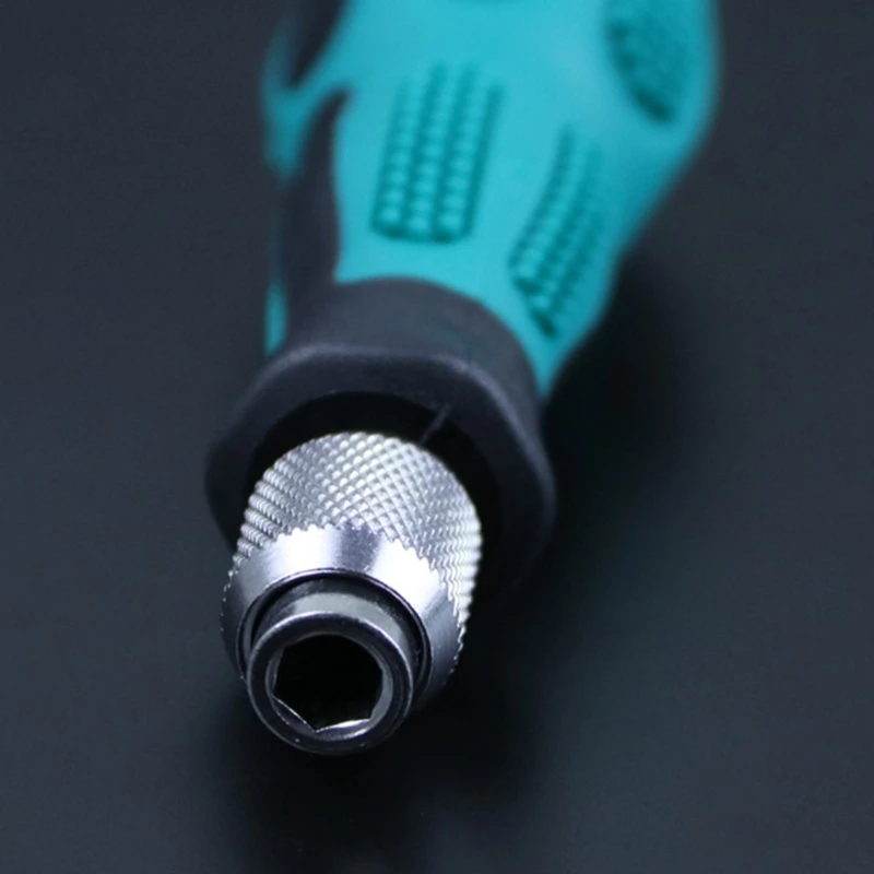 Multifunctional 6.35mm Ratchet Screwdriver 1/4inch HexShank Non Slip Comfortable Handle Screw Driver Bit Holder Durable