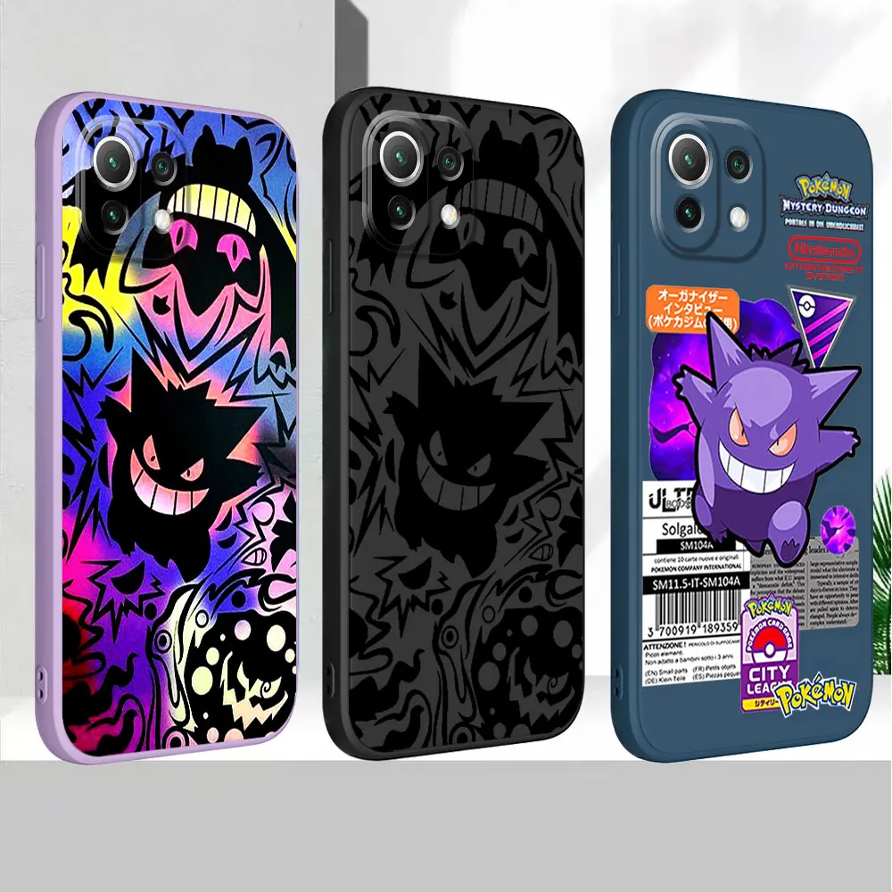 Custodia Pokemon Gengar Per Xiaomi Mi 10 Lite 11T 11 Pro 11 Lite 9 Se 12T Pro 10T 11T 12 Lite Custodie Stampa Square Liquid Cover Soft