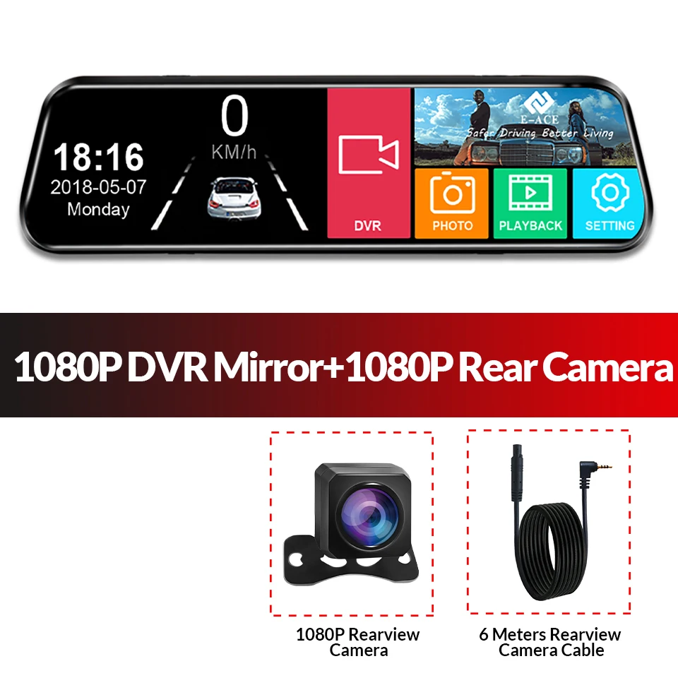 Acceo A37 Car Dvr 10.0 Inch Rear View Mirror 2K Dash Cam 1080P Car Camera With Rear View Camera Video Recorder Registrar Dvrs dvr dash camera