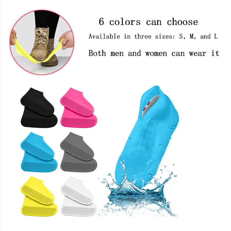 Waterproof Non-slip Silicone Shoe High Elastic Wear-resistant Unisex Rain Boots for Outdoor Rainy Day Reusable Shoe Cover 1 Pair
