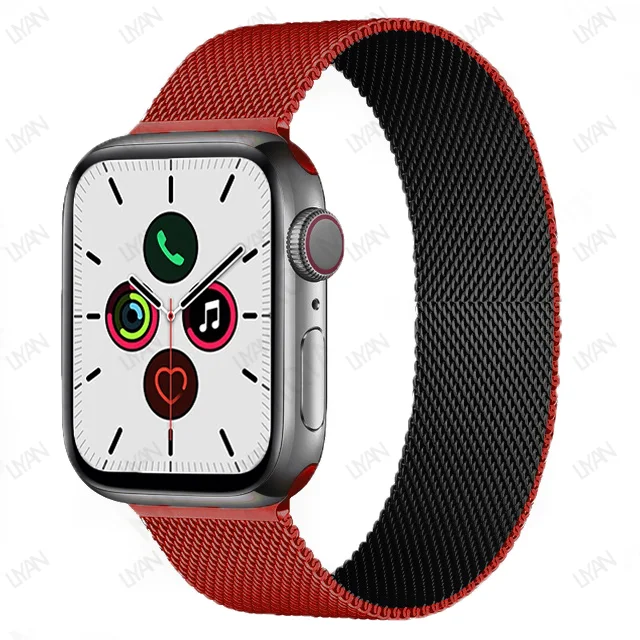 Magnetic Loop Strap For Apple watch Band 45mm 41mm 44mm 40mm 42mm 38mm Stainless steel correa bracelet iWatch serie 3 7 5 6 se 3 Red Black 32