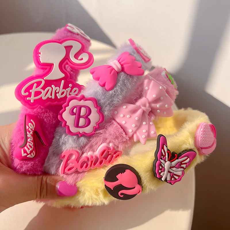 

Cartoon Barbie Sweet Plush Headband Pink Girls Head Bands Halloween Barbiecore Cosplay Headwear Christmas Hair Accessory Gift
