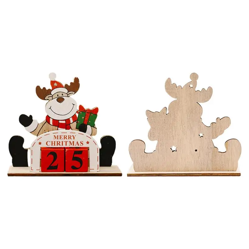 Christmas Old Man Calendar Wooden Christmas Ornament Countdown Signs Countdown Calendar Tabletop For