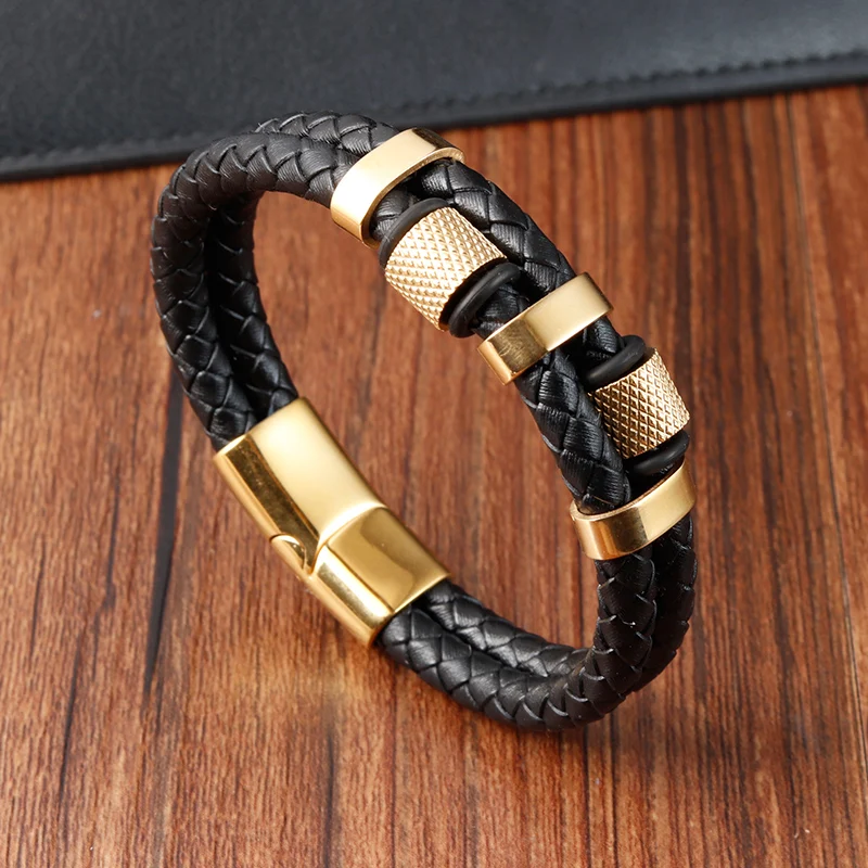 Charm Braid Rope Bracelet For Men Stainless Steel Magnetic Buckle Genuine Leather Bracelets & Bangles Male Female Jewelry - Image 2