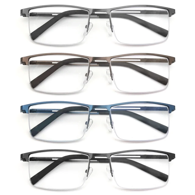 Lunettes de lecture à lumière bleue pour hommes, lecteurs d'ordinateur, monture métallique Anti-éblouissement avec charnière à ressort, Protection UV400, soulagement de la fatigue oculaire 1