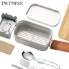 TWTOPSE Camping Aluminium Mess Tin Set Hiking Outdoor Lunch Box Mini Cutting Board Folding Stove Steaming Rack Windshield Fork 1