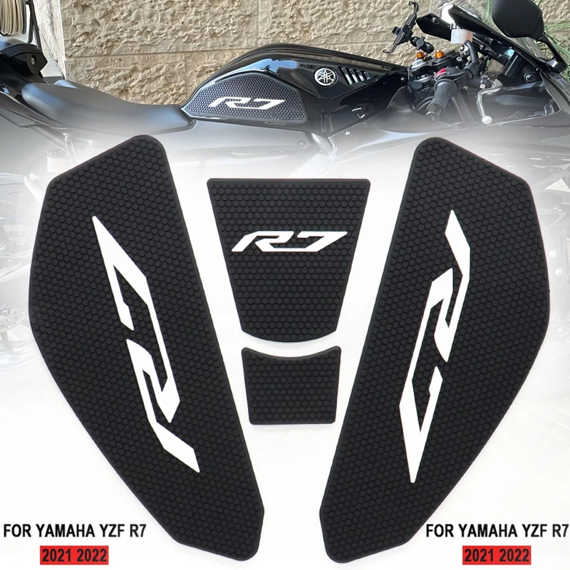 For Yamaha R7 YZF R7 YZFR7 2021 2022 Side Fuel Tank pad Tank Pads Protector Stickers Decal Gas Knee Grip Traction Pad Tankpad