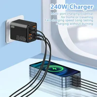240W 8-Port GaN Charger 4 PD Type-C 4 USB Fast Charging Phone Charger Multi-Device Power Adapter For Phones EU/US/UK Plug 5