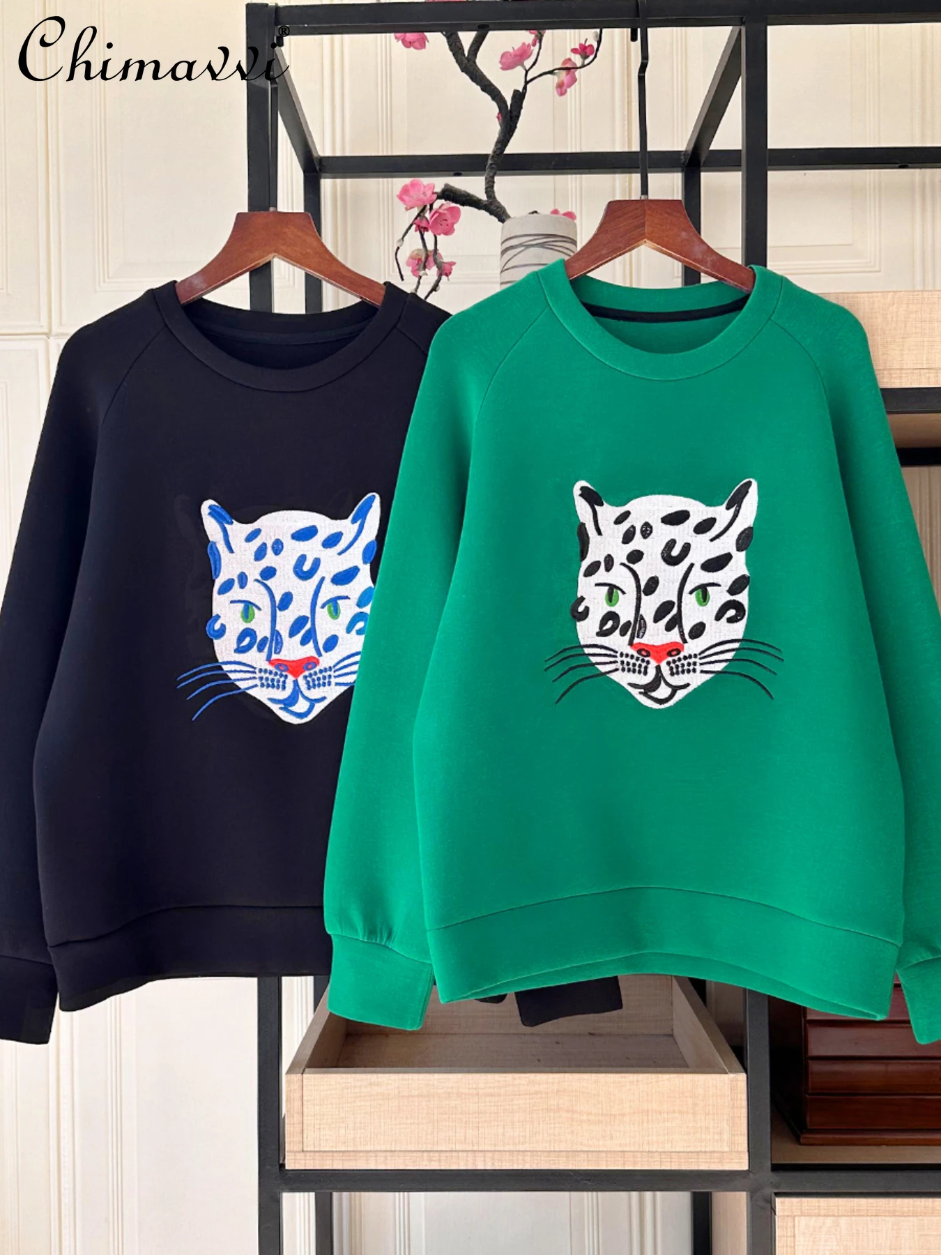 

Cat Printing Memory Cotton Sweatshirt Spring Autumn New Fashion Round Neck Hoodies Long Sleeve Loose-Fit Casual Pullover Tops