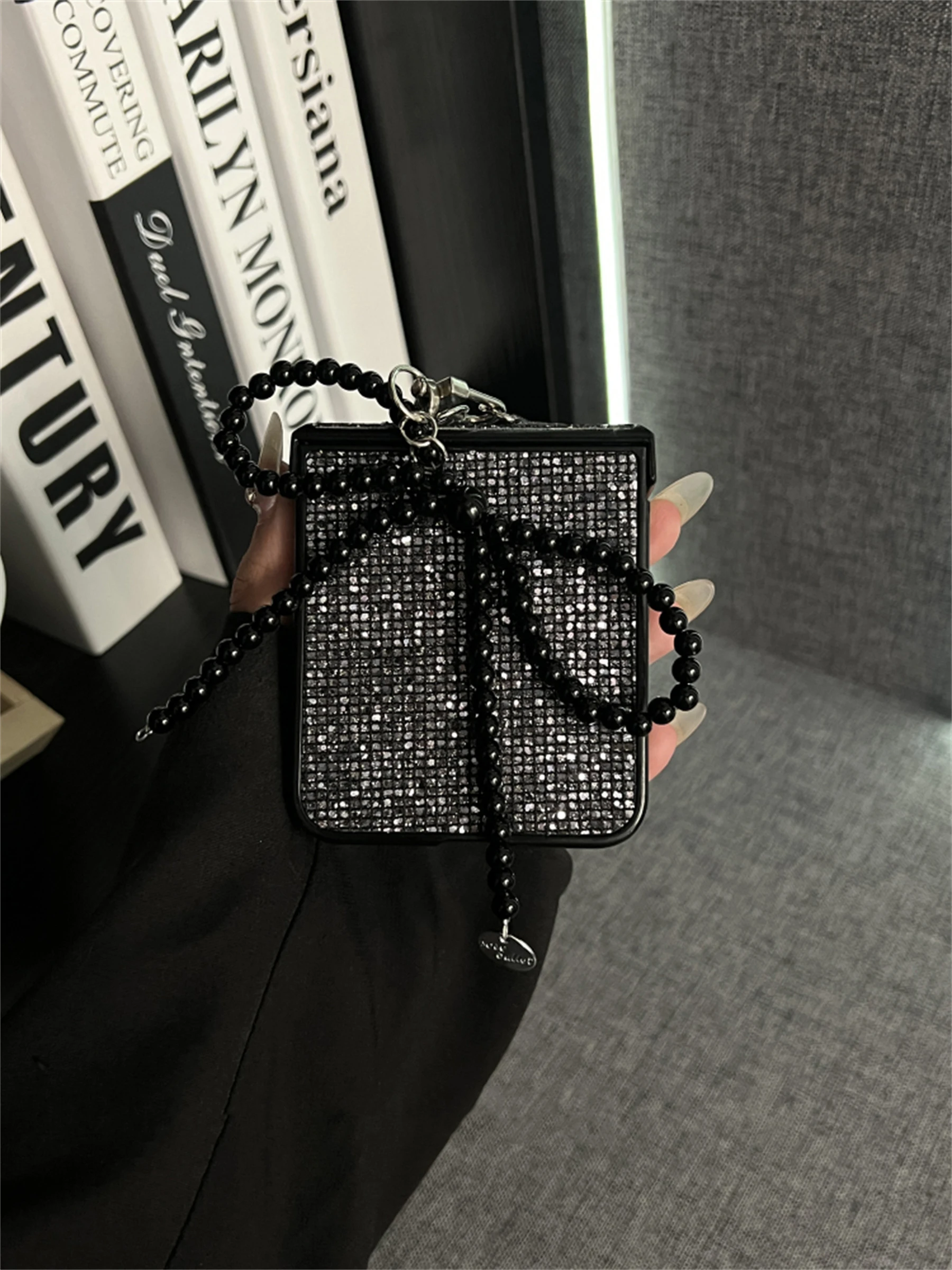 Galaxy Z Flip 5 Z Flip4 Flip5 Zflip3 Flip6 Zflip5 Phone Case 3D Bow Pendant Glitter Bling Rhinestone