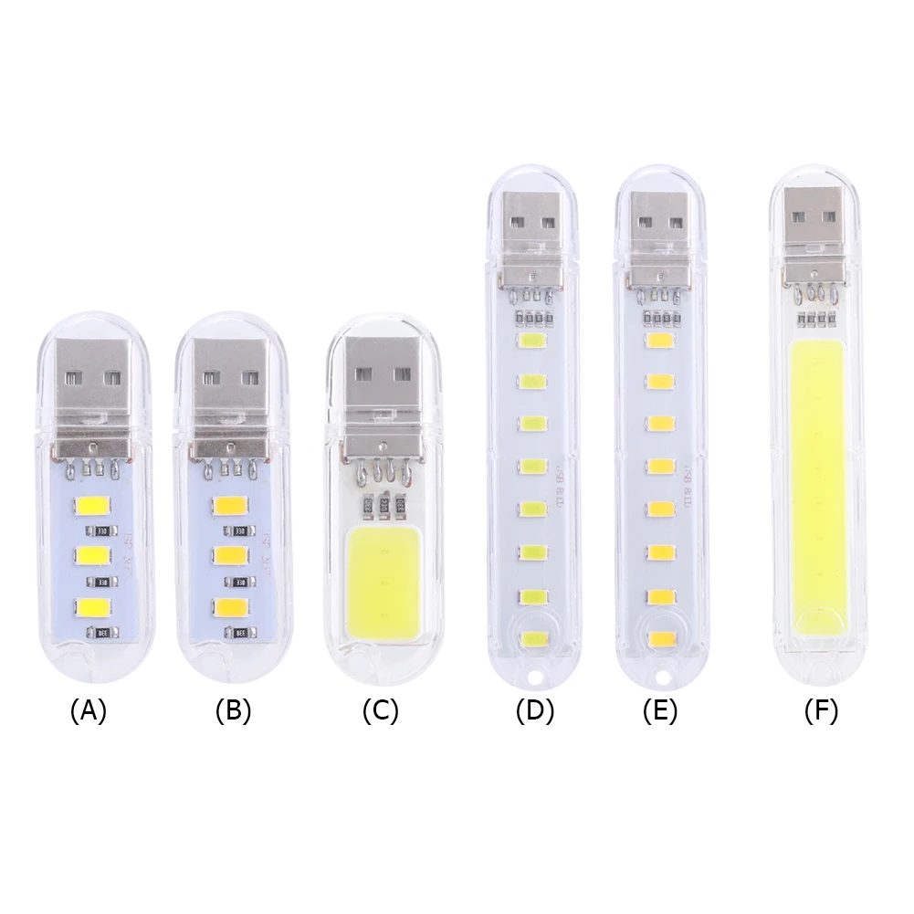 1/2/4Pcs 미니 USB 야간 조명 흰색/따뜻한 빛 소형 캠핑 램프 노트북 컴퓨터 용 경량 소형 독서 등