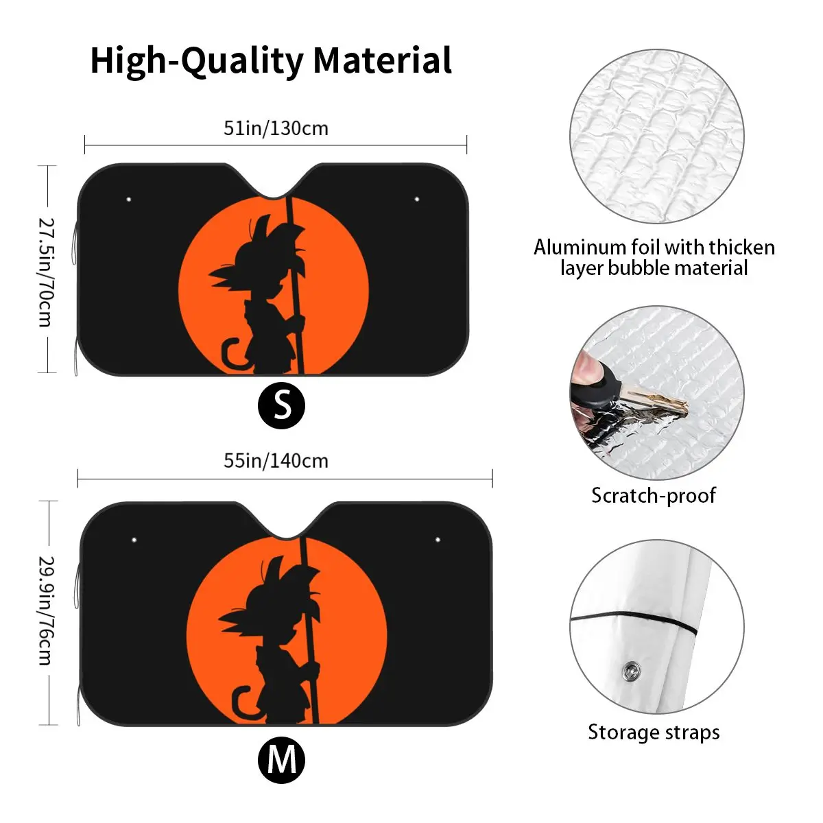 Cartoon Anime Gokus Car Windshield Sunshade Foldable Sun Blocker Car Window Shades
