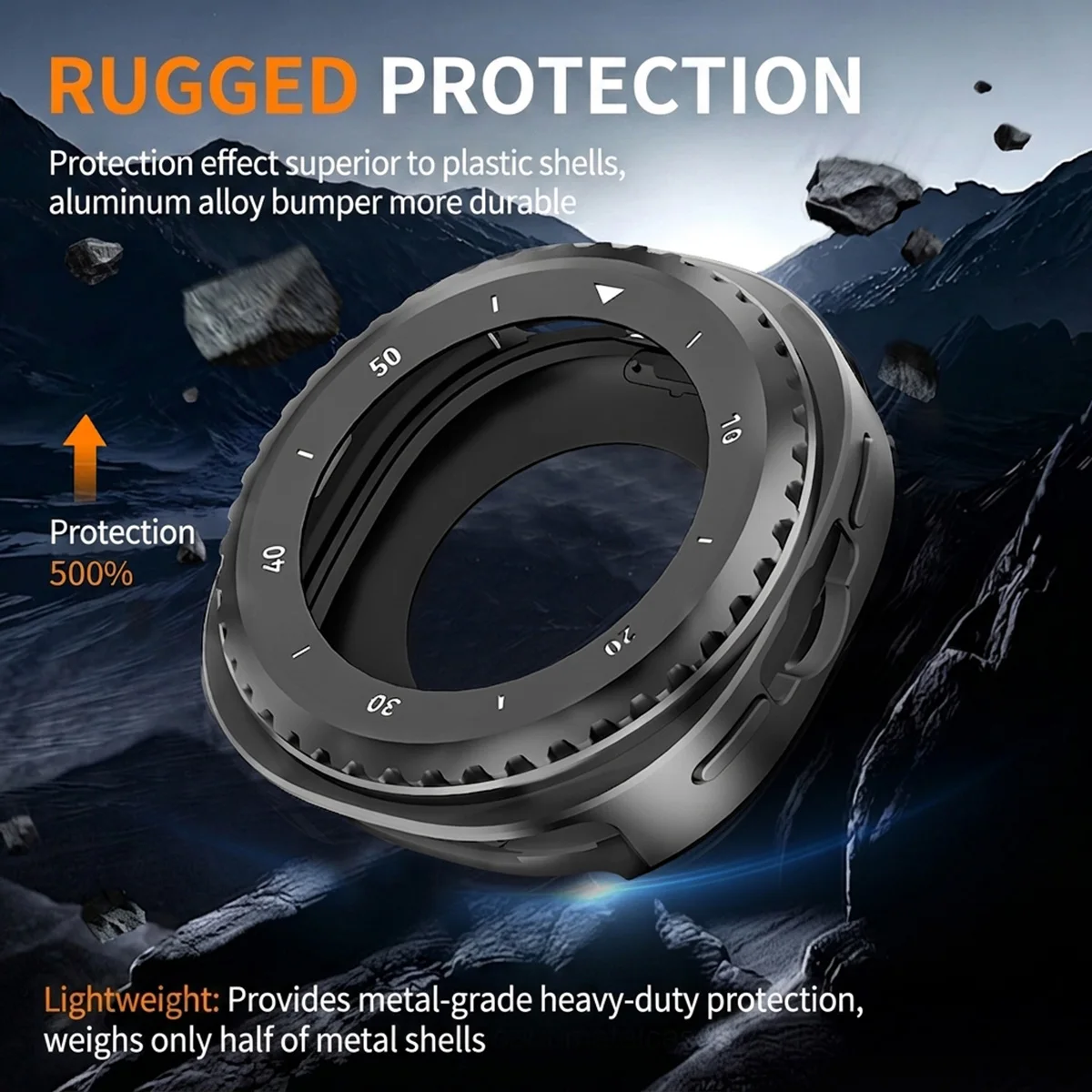 Premium Alloy Protective Cover for Galaxy Watch 8 Classic - Scratch-Resistant Hard Frame with Time Scale
