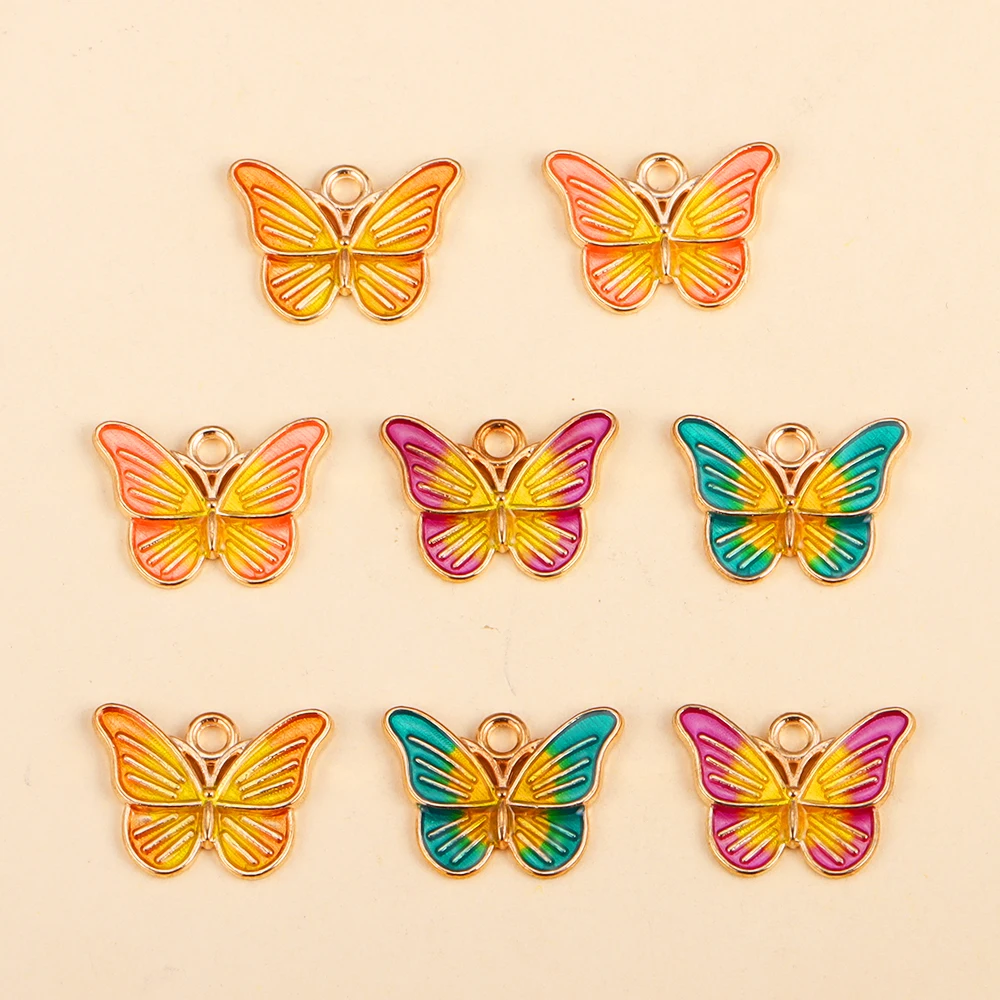 

10Pcs 15*17mm Oil Dripping Butterfly Charm for DIY Jewelry Accessories Handmade Enamel Earrings Necklace Pendants Material