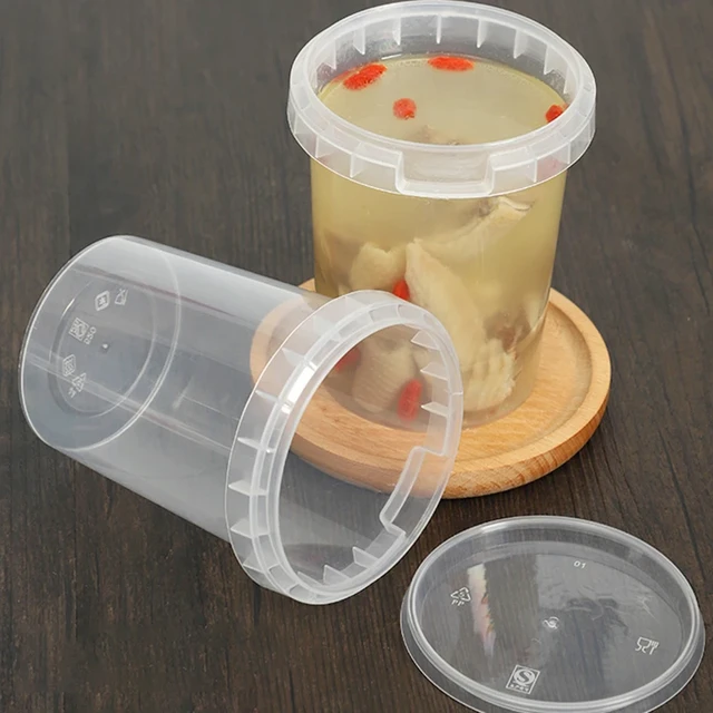 Takeaway Round Food Containers with Lids Clear Plastic Microwave