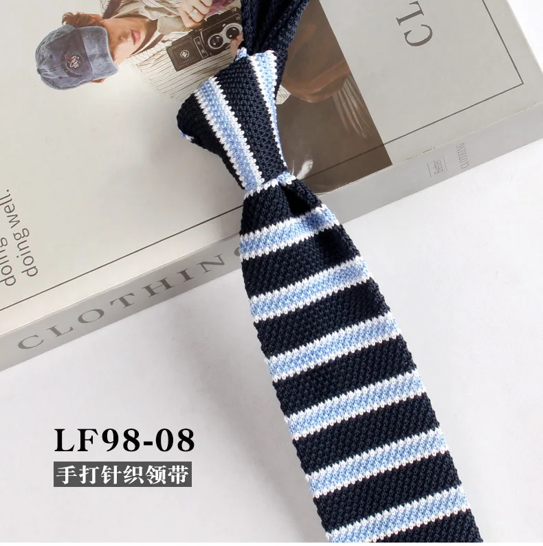New Trendy British Casual Knitted Ties For Men Narrow Flat 6cm Width Striped Neckties College Boys Shirt Accessories Suit Cravat