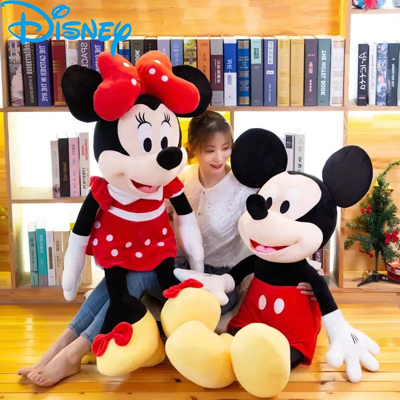

120cm Large Disney Cartoon Mickey Minnie Plush Doll Pp Cotton Filled Super Soft Crystal Velvet Stuffed Toys Children Xmas Gift