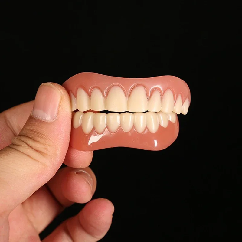 

Sdotter False Teeth Silicone Upper Lower Veneers Perfect Laugh Veneers Dentures Paste Fake Teeth Braces Comfortable Teeth Orthod