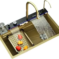 อ่างล้างจานครัวแบบชามเดี่ยวขนาดใหญ่ ทำด้วยมือ ผลิตจากสแตนเลส 304 ยี่ห้อ Golden Whale พร้อมหน้าจอแสดงผลดิจิตอล สำหรับขายส่ง 5