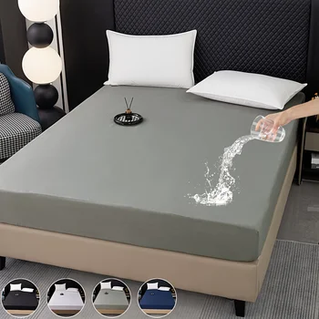 Waterproof Mattress Protector Cover, 100% Polyester & Polyurethane, Hypoallergenic Soft Sanded Fabric, Deep Pocket Fitted Sheet