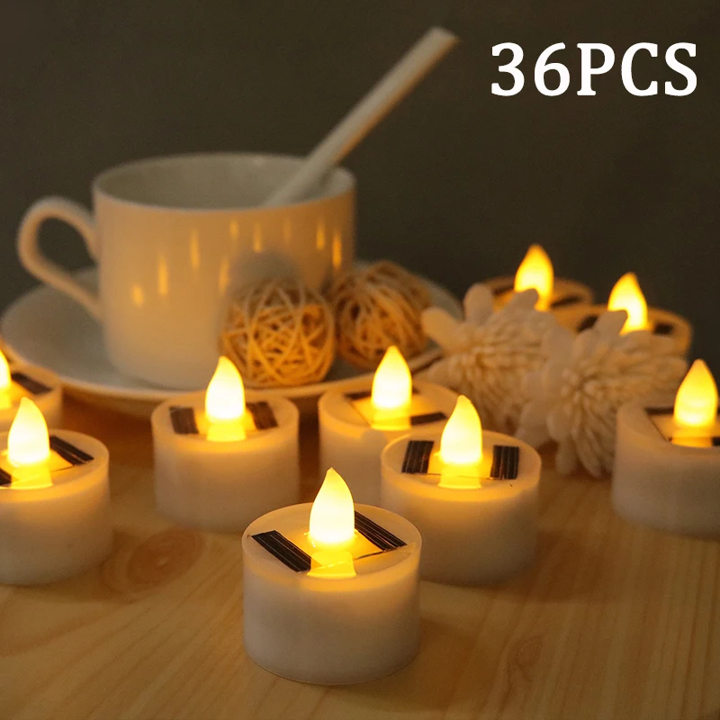 Set of 10 Waterproof Solar-Powered Flameless LED Tea Light Candles for Outdoor and Home Décor