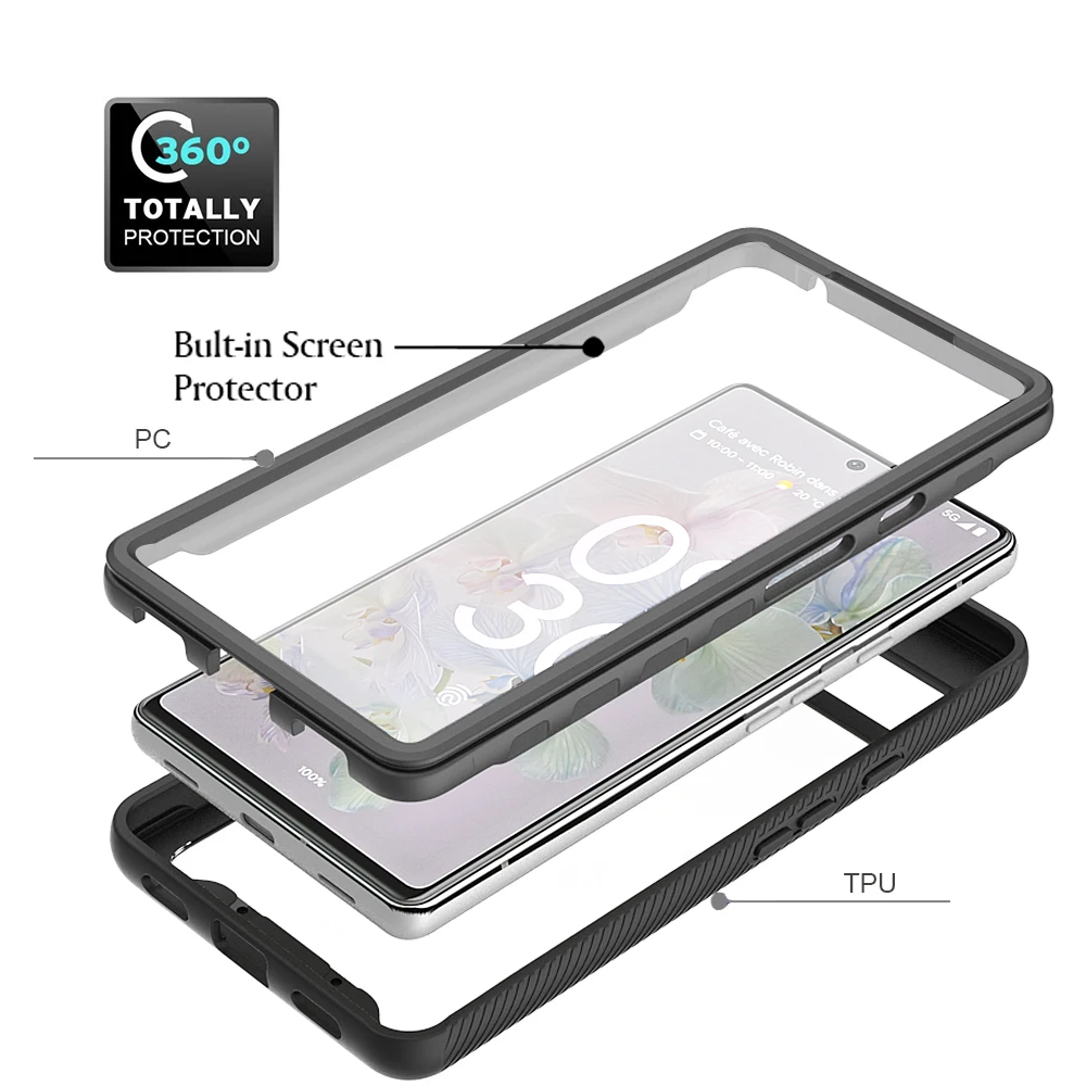 

Full Protection Shockproof Case for Google Pixel 7 Pro 6A Pixel6A Pixel7 Pro Case PC + TPU + Screen Protector Film Cover