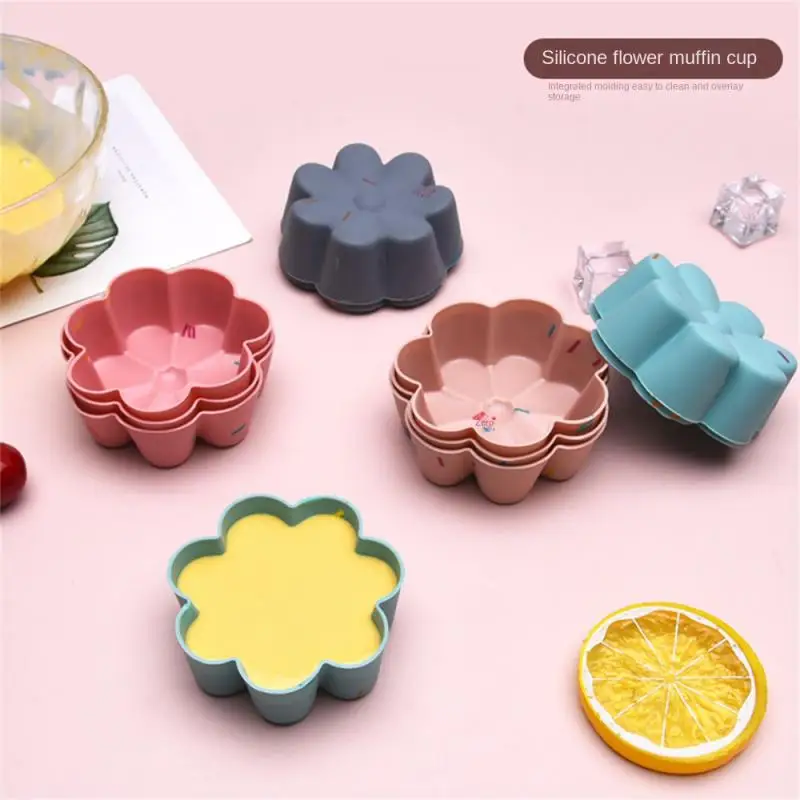 

6pcs High Temperature Resistant Food Grade Silicone Cake Cups Muffin Cups Easy To Clean Cake Molds Home Kitchen Baking Tools