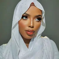 Wholesale Hot Selling High Quality Plain Solid Pearl Chiffon Hijab with Diamond for Muslim Women 170*70cm