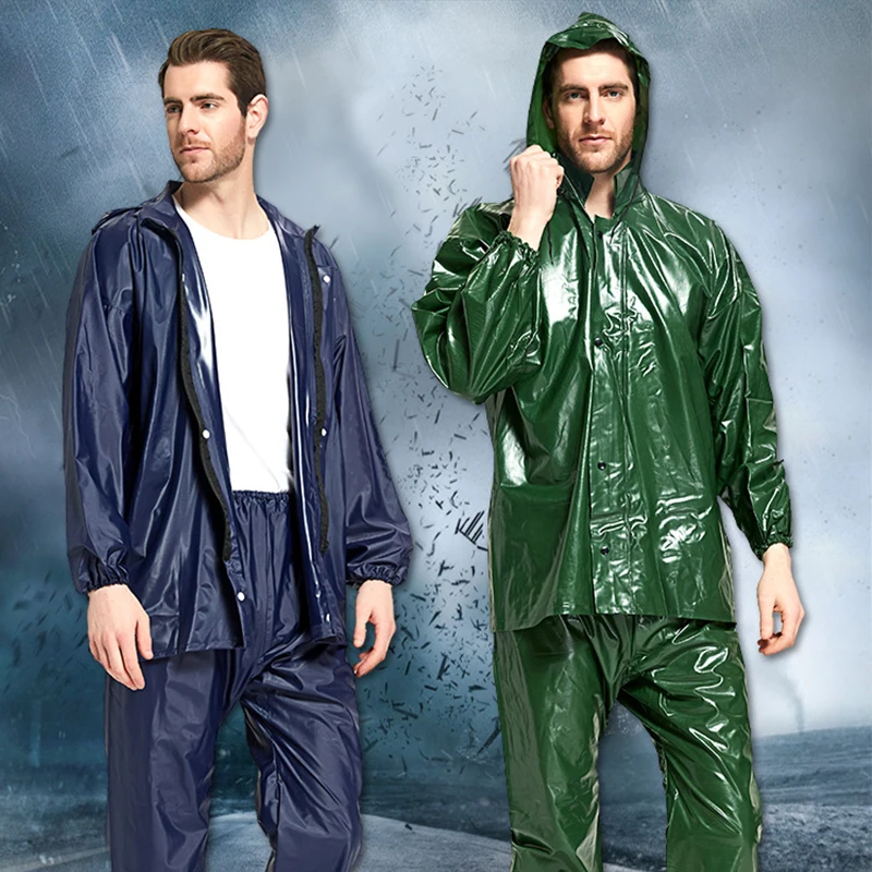 

Men's raincoat and rain pants set, waterproof electric vehicle for cycling outdoor hiking tea picking labor protection full body
