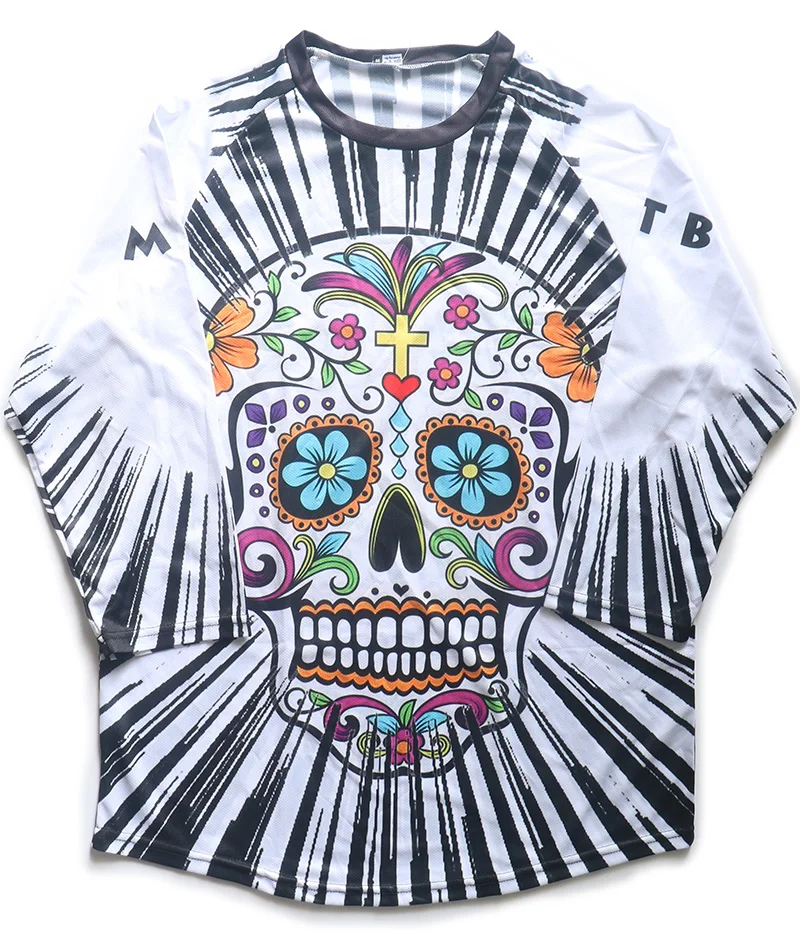 

Motocross Jersey, 3/4 Sleeve Downhill, Mx Skull Sports Jersey, Bicycle Cycling Top Wear, Mountain, Camping, Comfortable Clothes