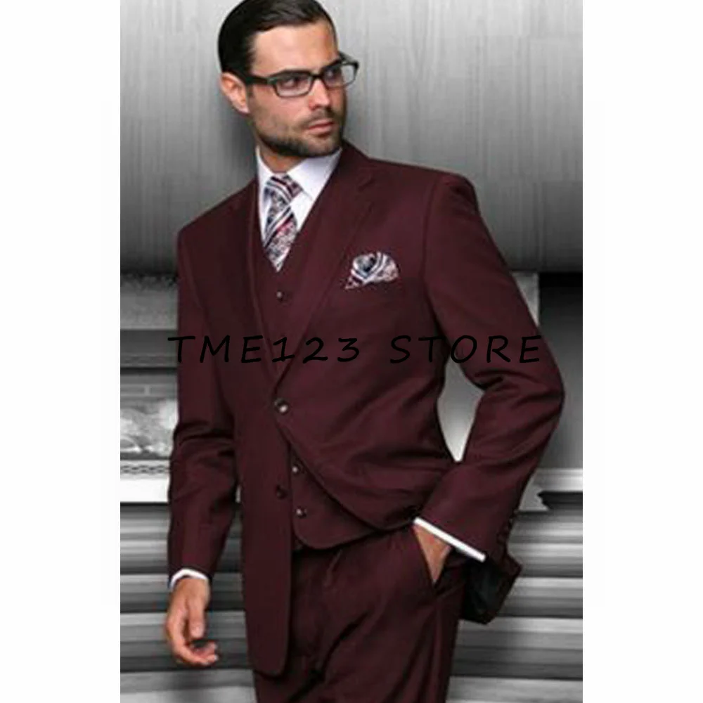 

Men's Serge Casual Business Single Breasted Three-Piece Suit Trend Two Piece Men's Ceremony Suits Groom Dress Mens Formal Wear