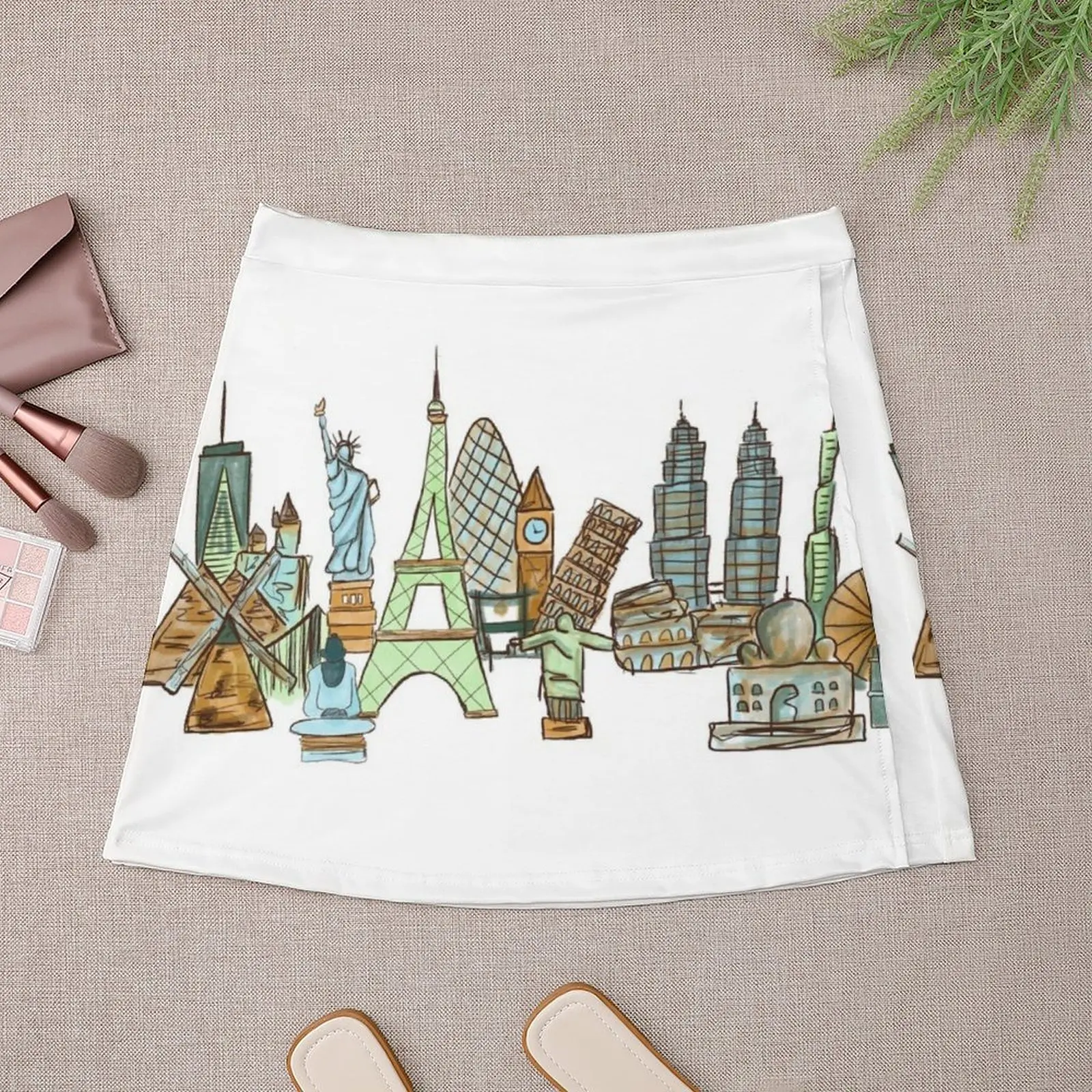 World Landmarks Mini Skirt Female dress korean style clothes women's golf wear summer kpop