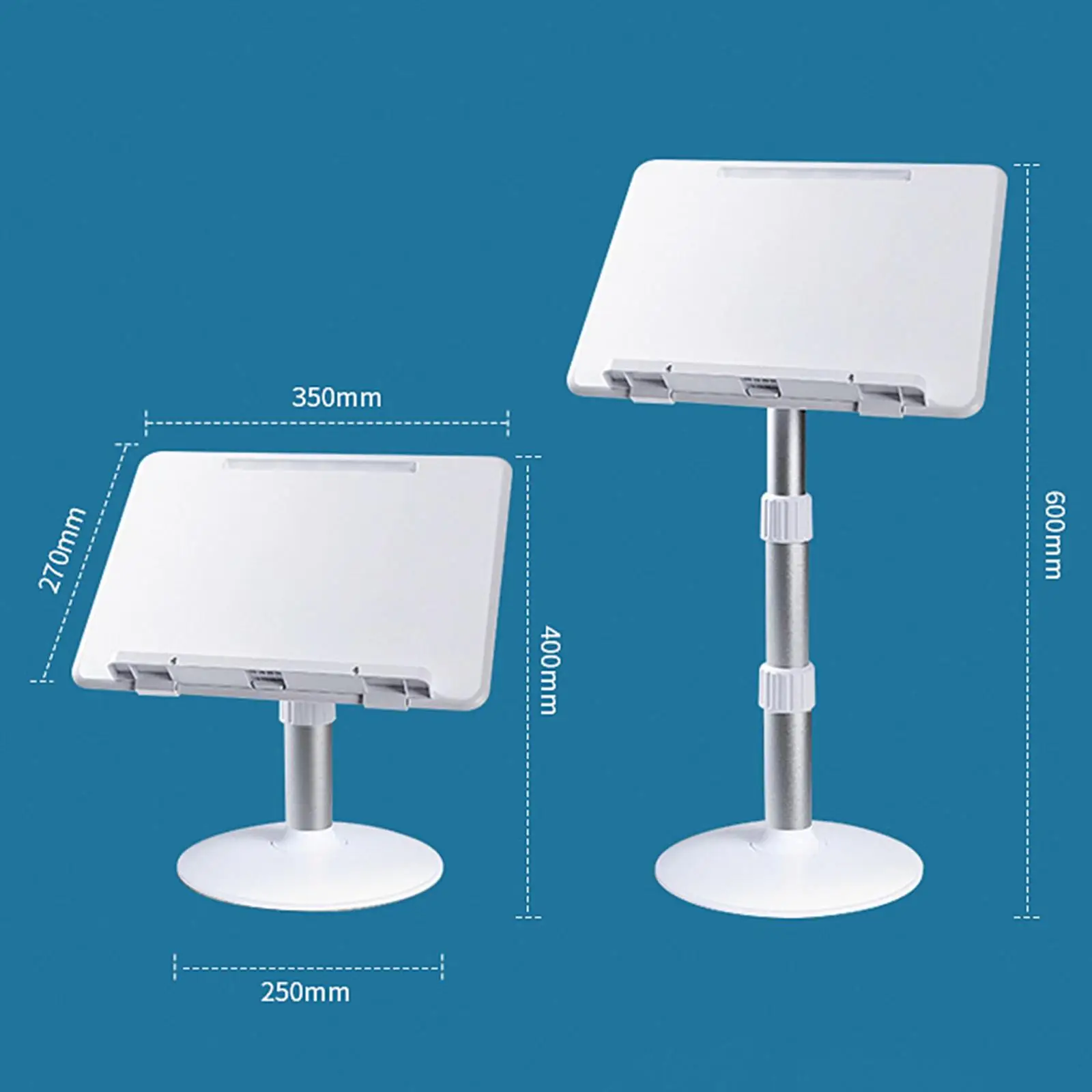 Reading Book Stand Metal Support Hands Free Holder Bookstand with Page Paper Clips Book Holder Stand for Sheet Music Textbooks