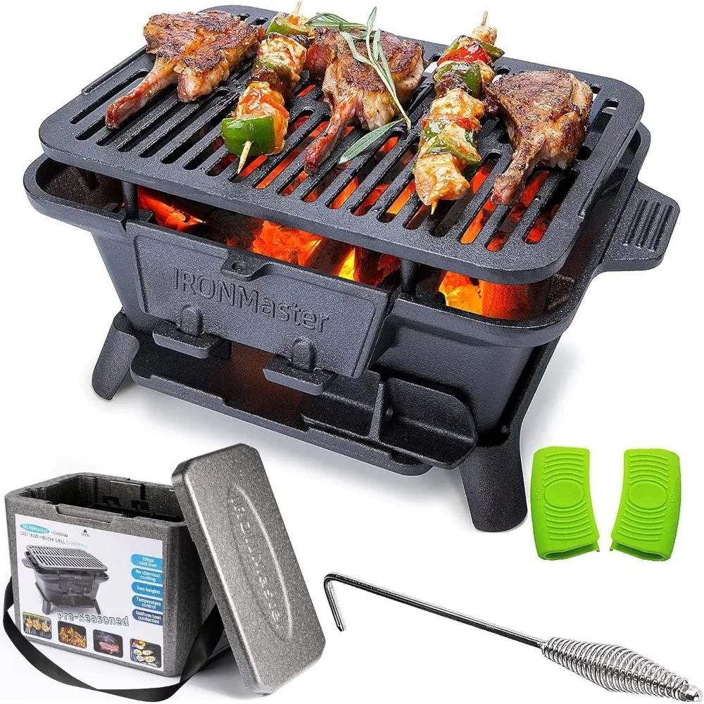 Lodge 20-Inch Seasoned Sportsmans Pro Portable Cast Iron Charcoal Grill -  Black