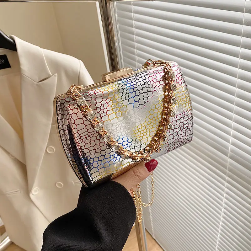 Colorful Laser Snake Pattern Women Bag Pu Leather Women's Messenger Bag Luxury Bags Women 2022 Banquet Quality Cosmetic Bag