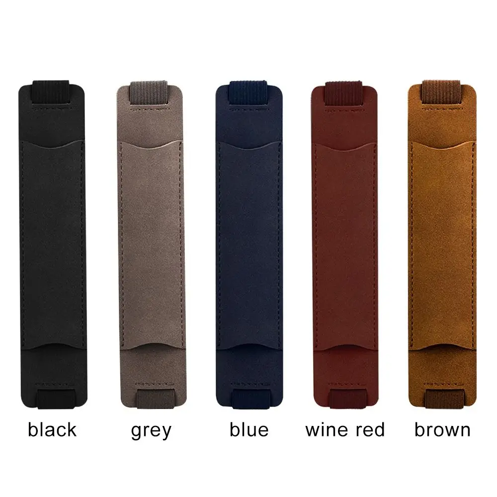 1pc Vintage Pu Leather Pencil Case Book Notebook Rubber Band Pen Clip Portable Office Meeting Laptop Pen Holder