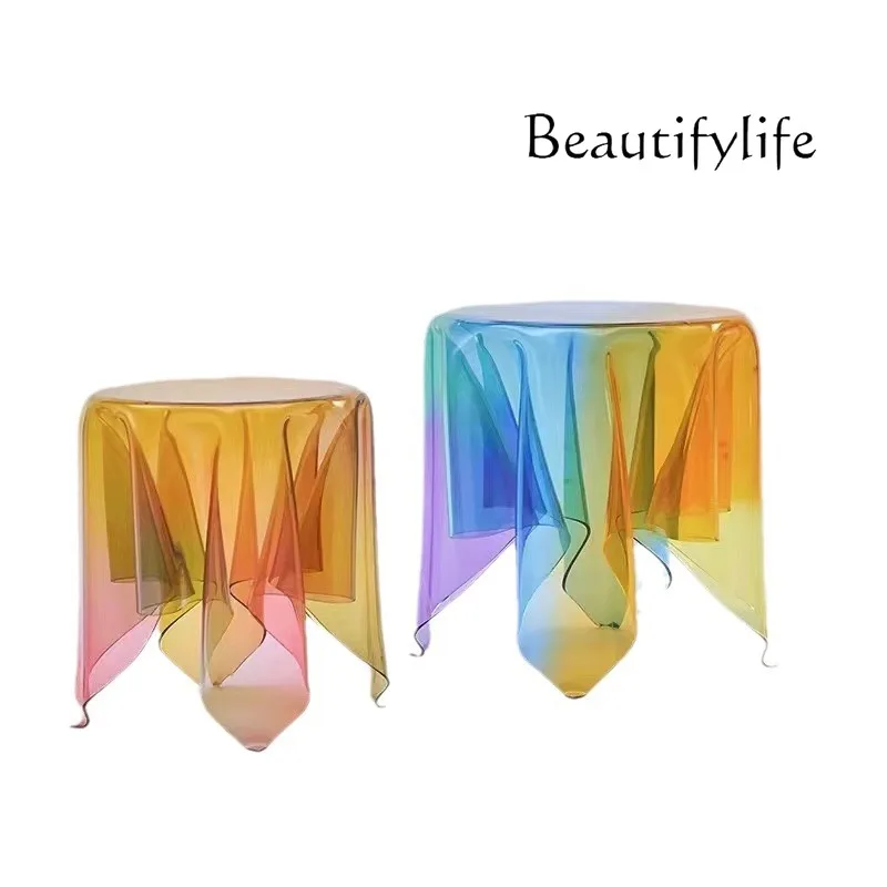 

Nordic Style Acrylic Rainbow Tea Table Side Table Creative Design Home Sofa Tablecloth Tea Table