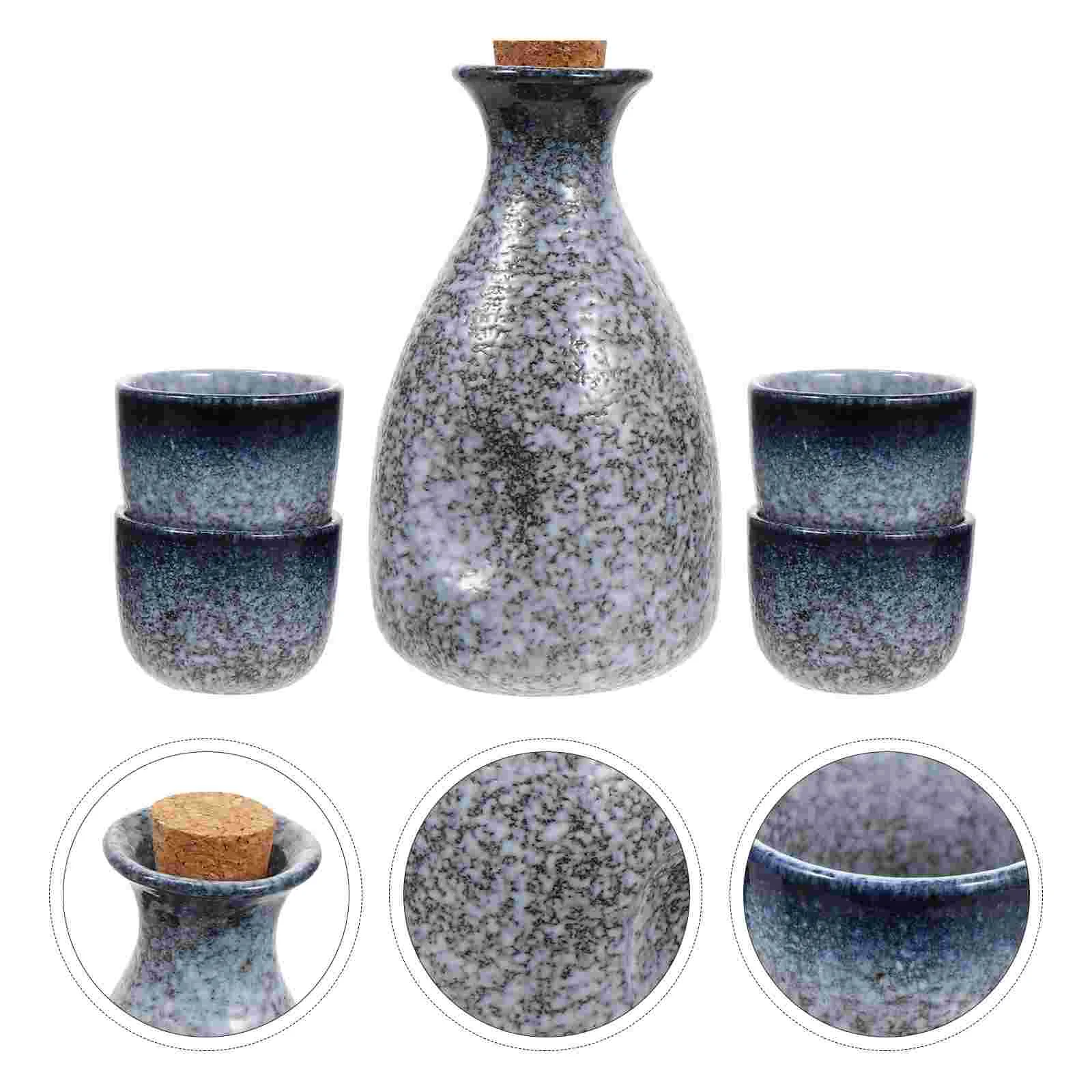 

Japanese Pot Set Decanter with 4 Cups Ceramic Cup Modern Carafe Household Bottle