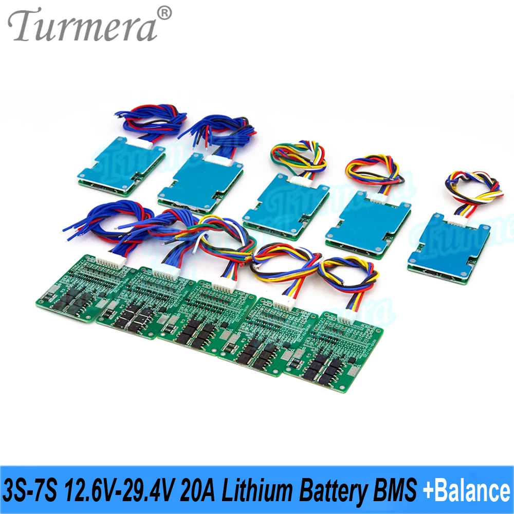 

Turmera 3S 12.6V 4S 16.8V 5S 21V 6S 25.2V 7S 29.4V 20A Balance BMS for 24V Electric Bike and 12V 18V Screwdriver Batteries Use