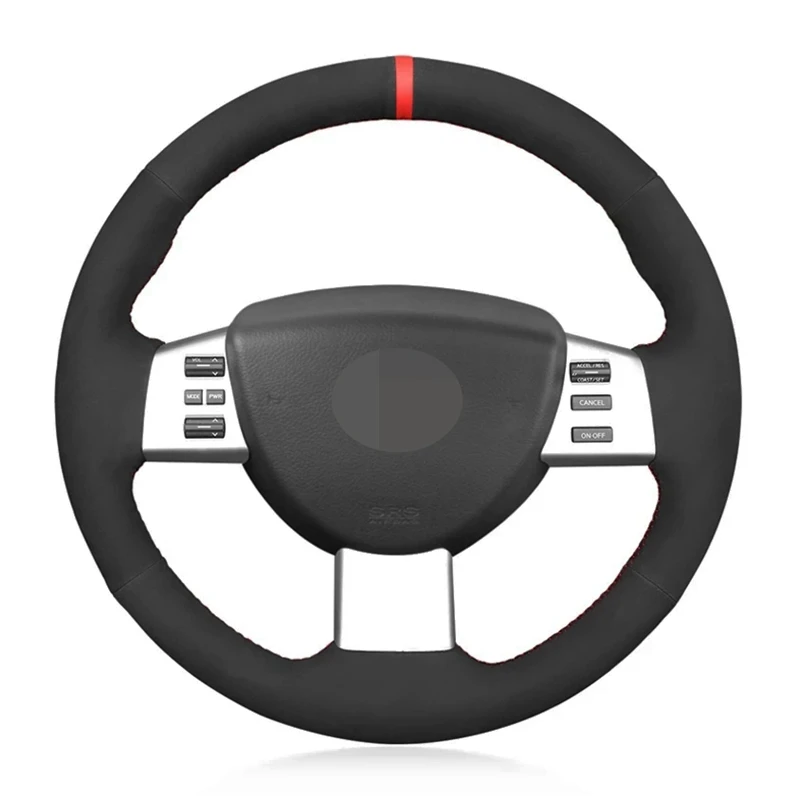 Car Steering Wheel Cover Noslip Black Genuine Leather Suede For Nissan