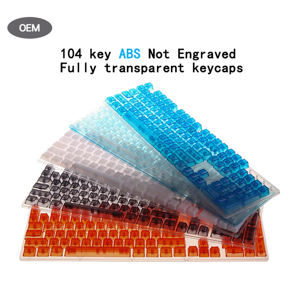 

Transparent Keycaps 104 Keys ABS Mechanical Keyboard OEM Profile Non-Engraved Backlight RGB Custom Blank Clear Key cap Mx Switch