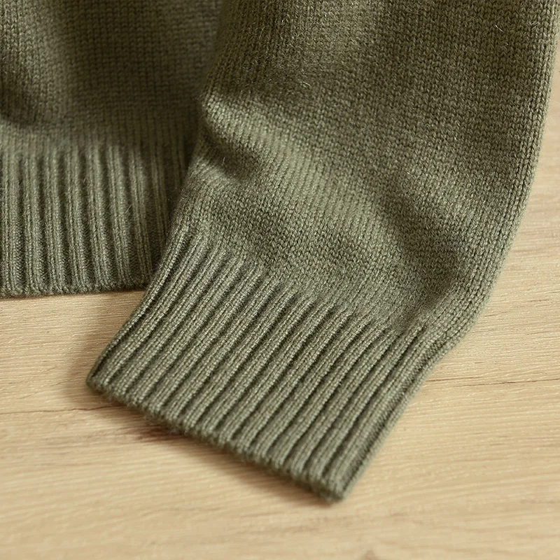 New 100% pure cashmere sweater men's thick lapel business casual button pullover warm sweater solid color senior British style
