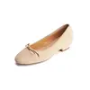 Woman Ballet Flats Spring Single Shoes Girls Round Toe Flats Genuine Leather Suede Basic Style Bowtie Simple Shoes Size 33-40 2