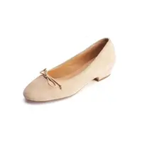 Woman Ballet Flats Spring Single Shoes Girls Round Toe Flats Genuine Leather Suede Basic Style Bowtie Simple Shoes Size 33-40 2