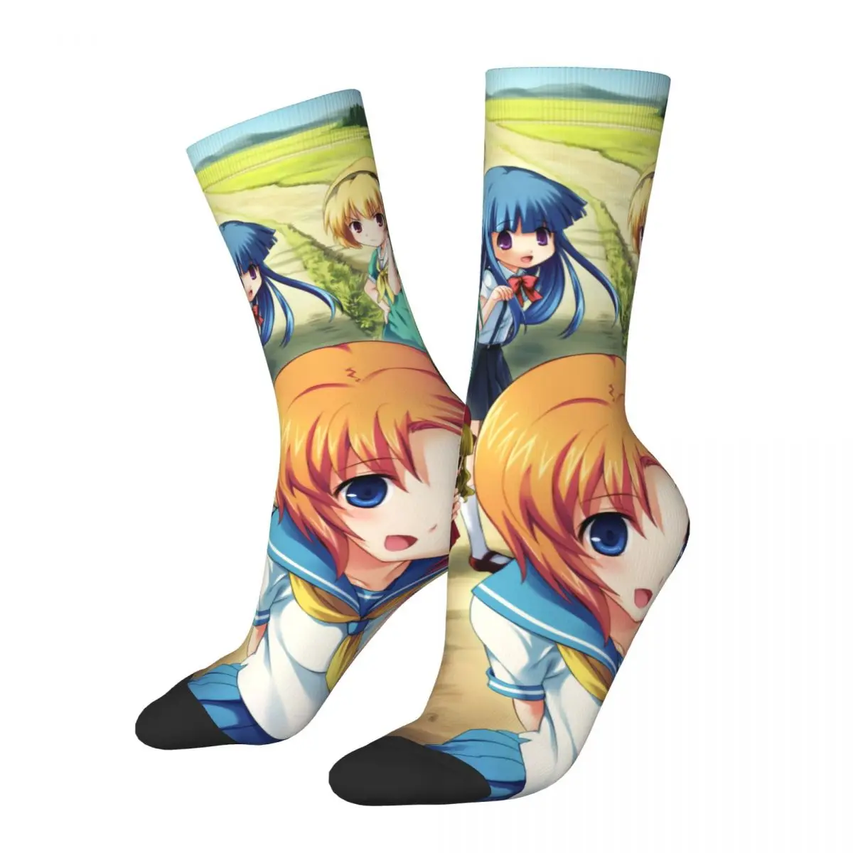

Баскетбольные носки хип-хоп Higurashi No Naku Koro Ni Rika Rena Shion Satoko полиэстер нескользящие носки для женщин и мужчин