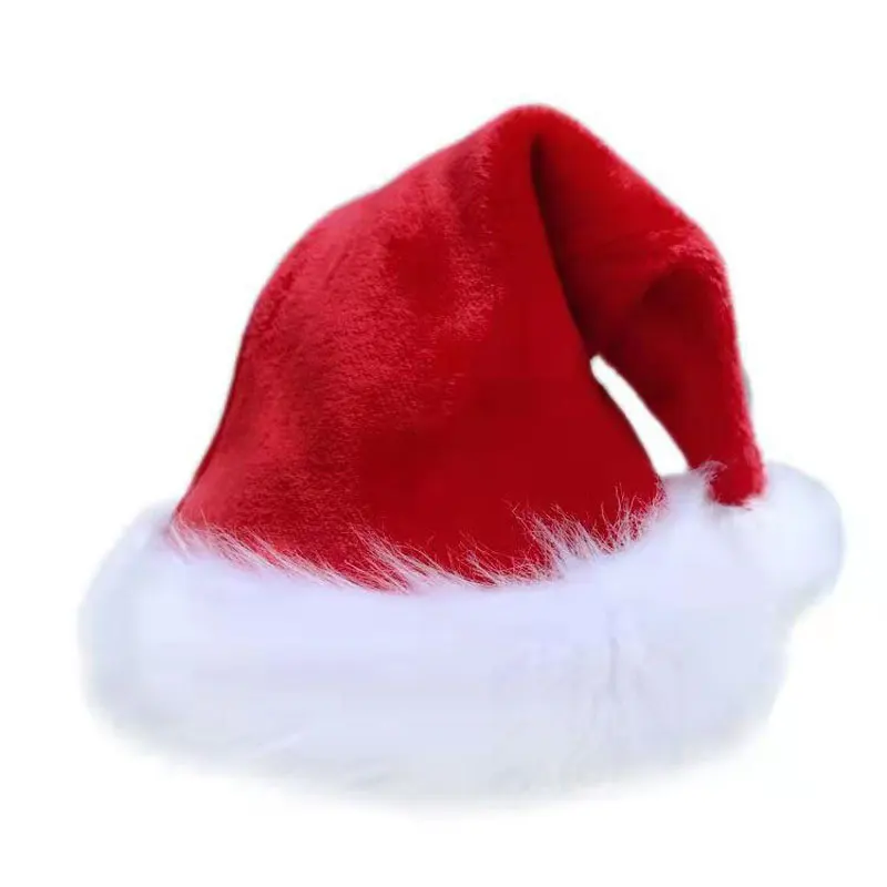 Christmas Beanie Hat Christmas Santa Hat For Adults And Kids Unisex Velvet Cozy Long Plush Red Xmas Hats New Year's Holiday Party Supplies